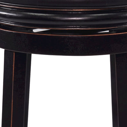FurniFact Swivel Counter Stool with Faux Leather Seat, Black, 29"