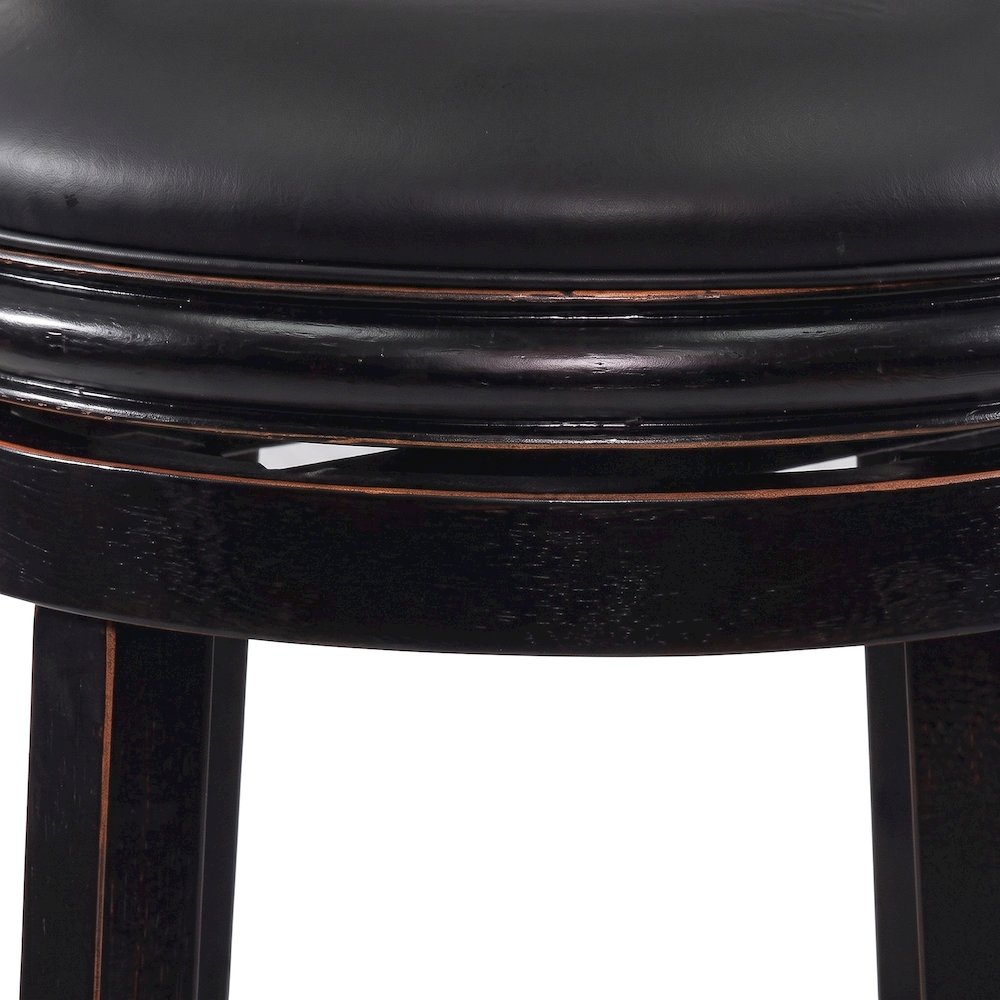 FurniFact Swivel Counter Stool with Faux Leather Seat, Black, 29"