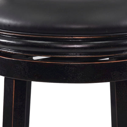 FurniFact Swivel Counter Stool with Faux Leather Seat, Black, 29"