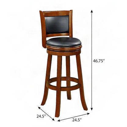 FurniFact Extra Tall Bar Stool with Swivel Seat and Rubberwood Frame, Black