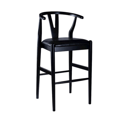 Wishbone Counter Height Kitchen Bar Stool - Black Finish