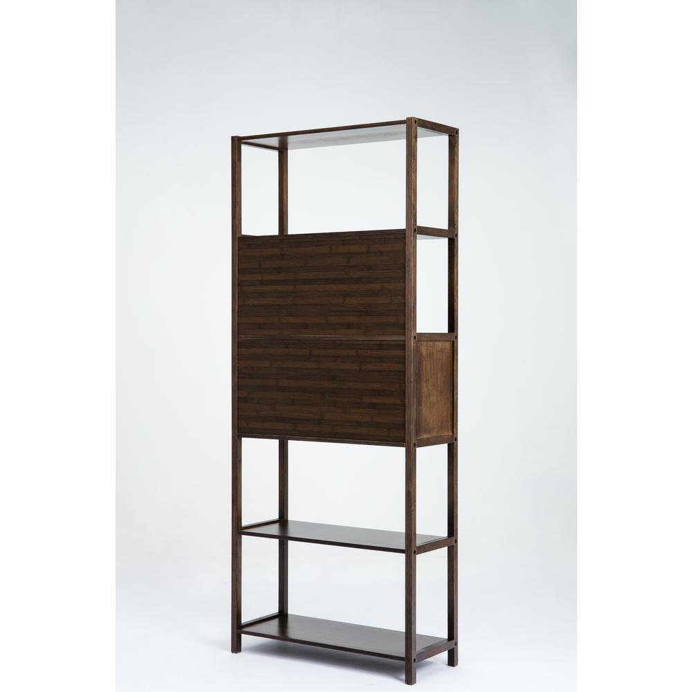 Selma Bamboo Bookcase - Right Facing Spindle Cabinet, Cappuccino