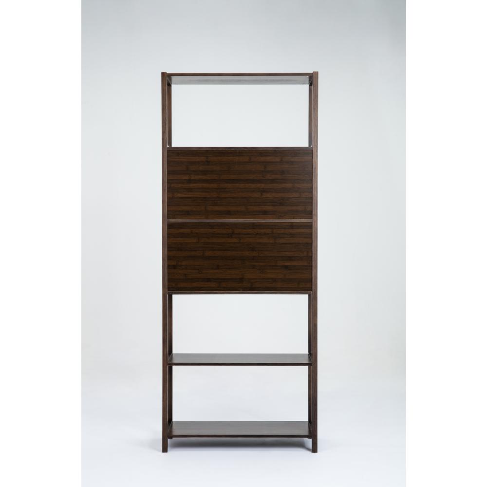 Selma Bamboo Bookcase - Right Facing Spindle Cabinet, Cappuccino
