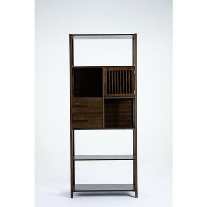 Selma Bamboo Bookcase - Right Facing Spindle Cabinet, Cappuccino