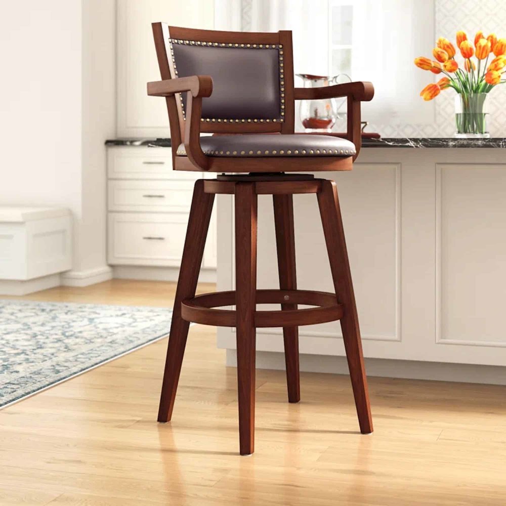 Broadmoor Extra Tall Swivel Bar Stool With Arms - Cappuccino