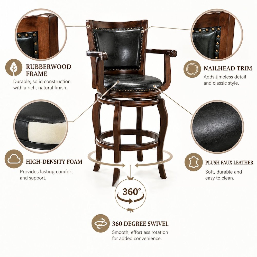Jones Swivel Bar Stool - Cappuccino