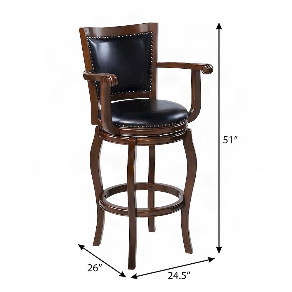 FurniFact Extra Tall Swivel Bar Stool with Faux Leather Seat, Cappuccino