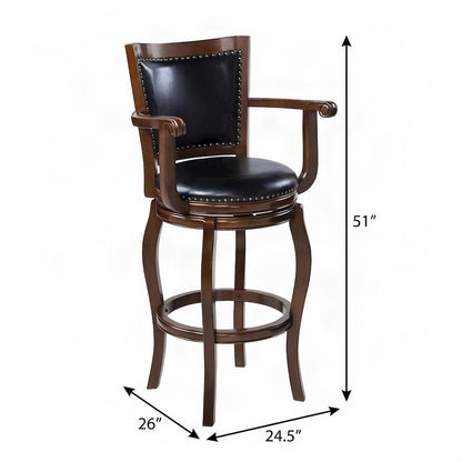 FurniFact Extra Tall Swivel Bar Stool with Faux Leather Seat, Cappuccino