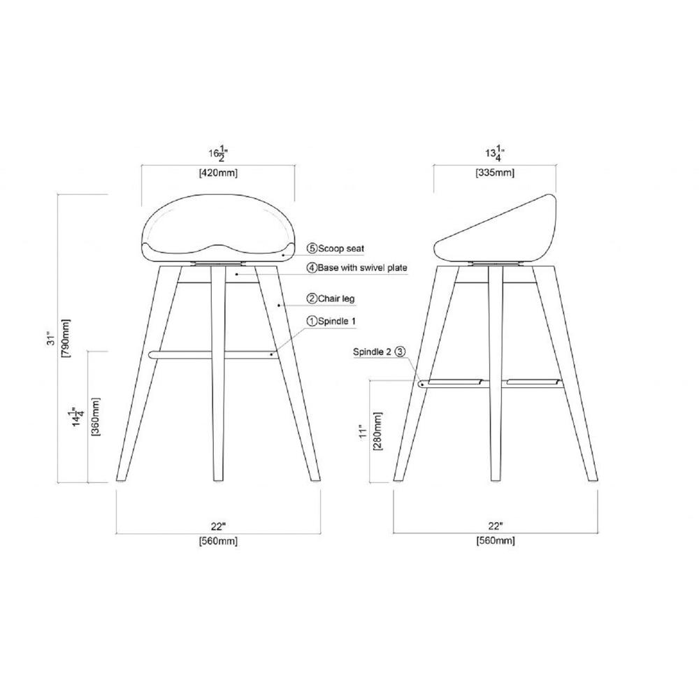 Bali Backless Swivel Bar Stool - Natural
