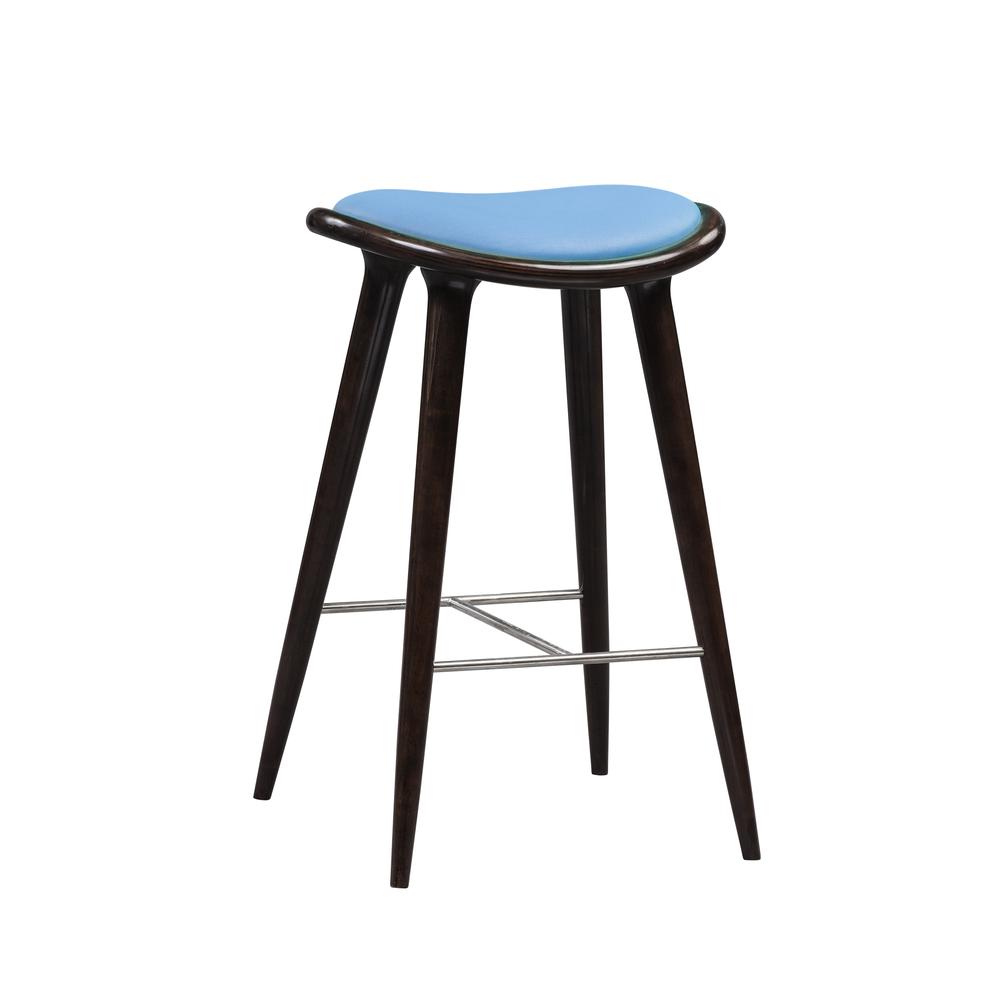 Lucio Oval Backless Bar Stool - Cappuccino/Blue