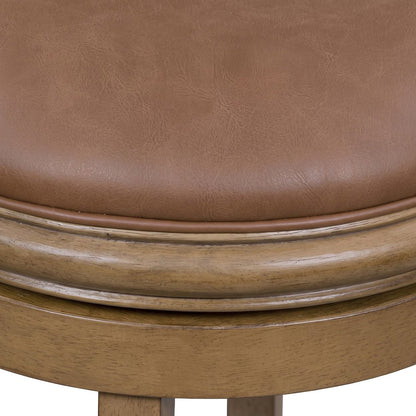 FurniFact Swivel Counter Stool with Faux Leather Seat, Distressed Sandrift