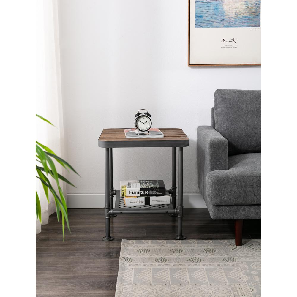 Newport End Table, Gray/Natural