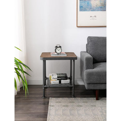 Newport End Table, Gray/Natural