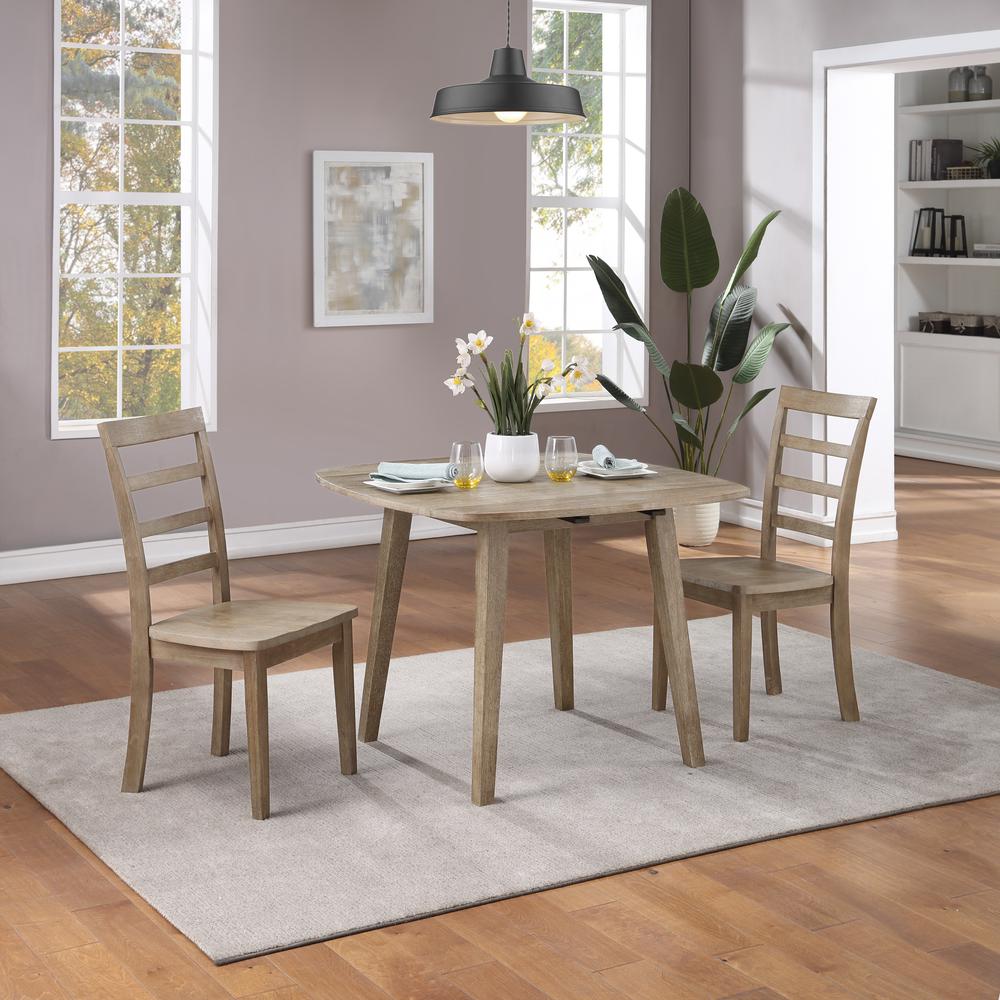 Boulder 3-Piece Dining Set - Barnwood Wire-Brush