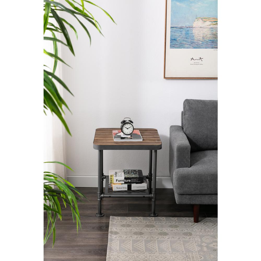 Newport End Table, Gray/Natural