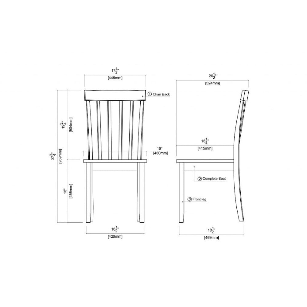 Bloomington Dining Chairs, Set of 2 - Cream/Honey Oak