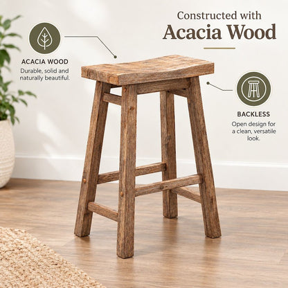 Sonoma Backless Saddle Counter Stool - Barnwood Wire-Brush