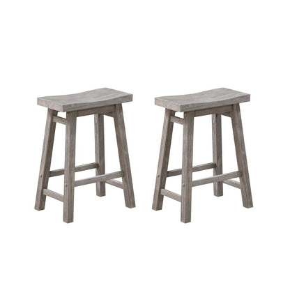 Sonoma Backless Saddle Counter Stools - Storm Gray Wire-Brush - Set of 2