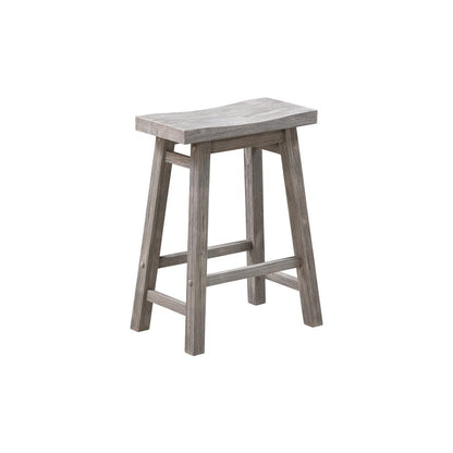 Sonoma Backless Saddle Counter Stools - Storm Gray Wire-Brush - Set of 2
