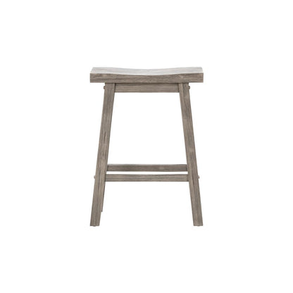 Sonoma Backless Saddle Counter Stools - Storm Gray Wire-Brush - Set of 2