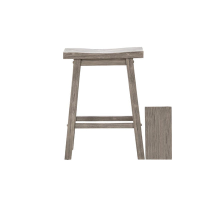 Sonoma Backless Saddle Counter Stools - Storm Gray Wire-Brush - Set of 2