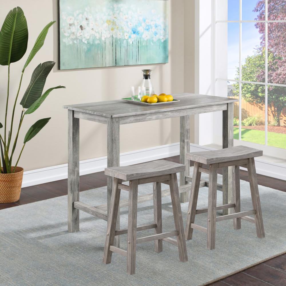 Sonoma Backless Saddle Counter Stools - Storm Gray Wire-Brush - Set of 2