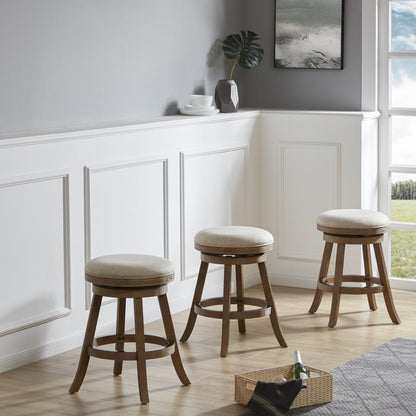 Fenton Swivel Backless Counter Stool - Driftwood Wire-Brush