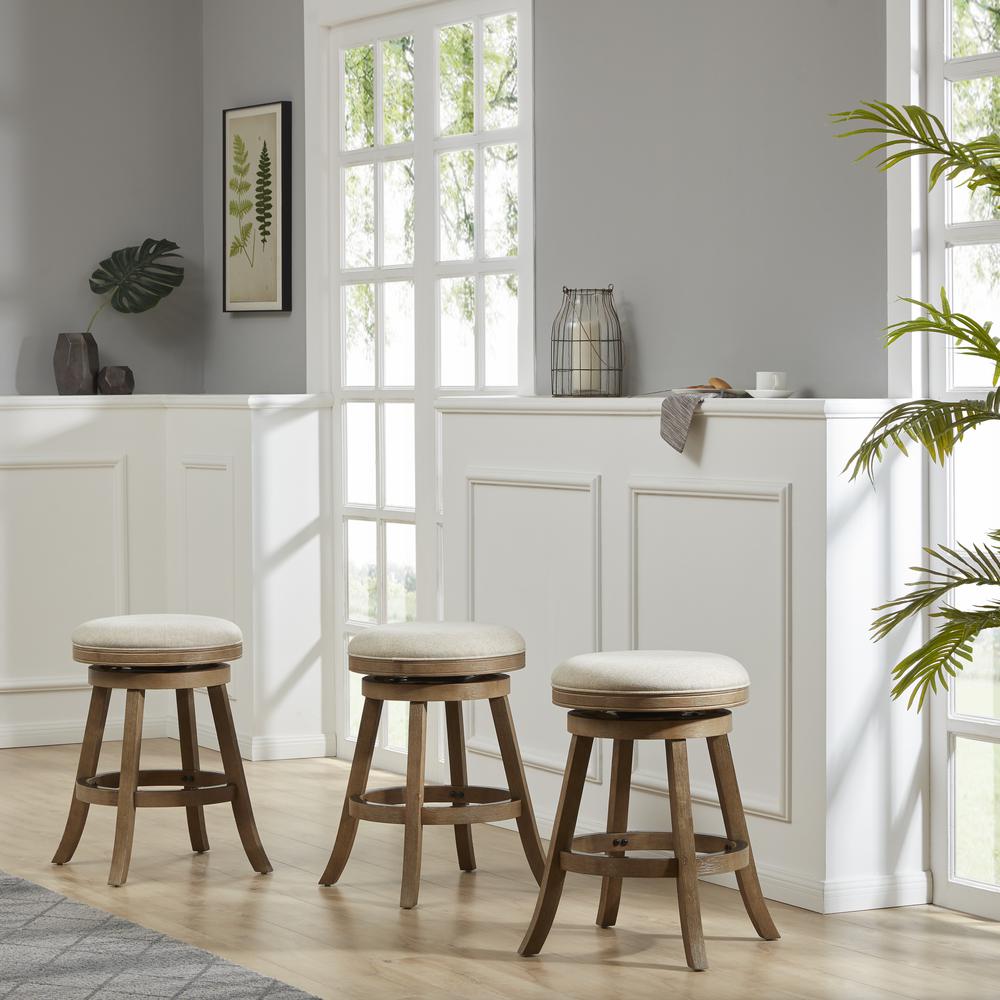 Fenton Swivel Backless Counter Stool - Driftwood Wire-Brush