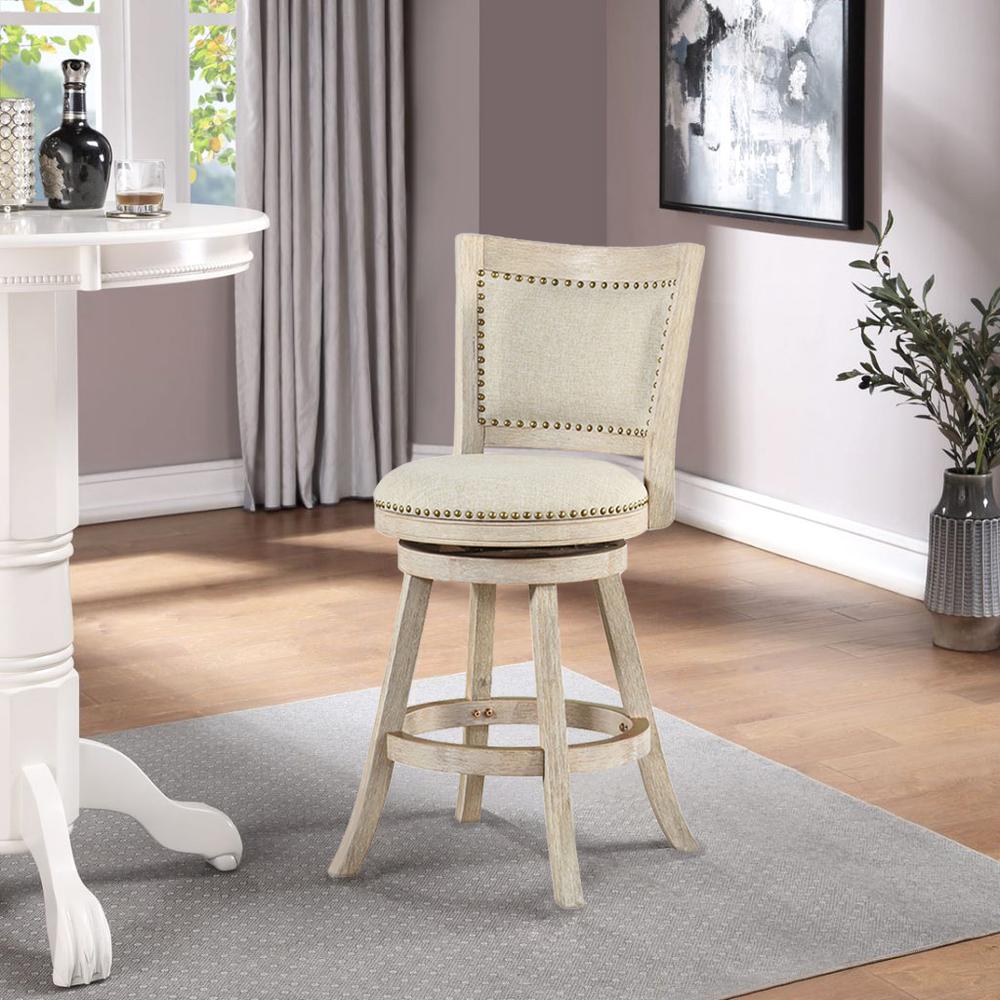 Melrose Swivel Counter Stool - Ivory Wire-Brush