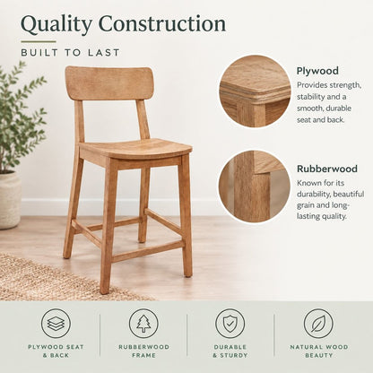 Torino Wood Counter Stool - Barnwood Wire-Brush