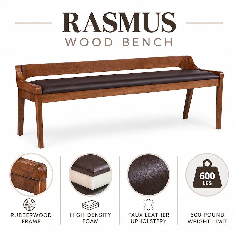 Rasmus Dining Bench - Chestnut Wire-Brush Finish