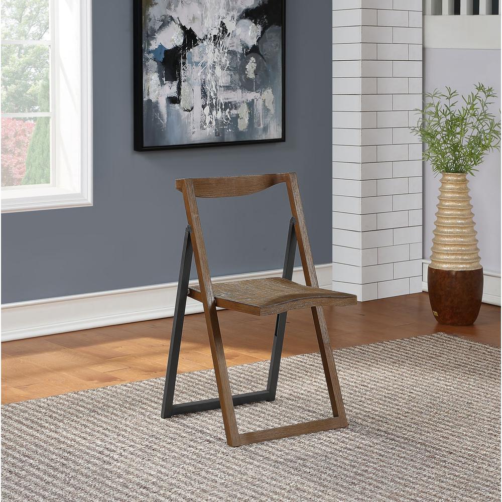 Sydney Folding Chair, Set of 2, Chestnut Wire-Brush
