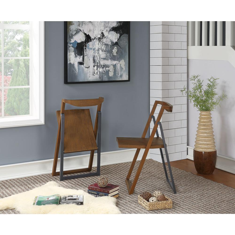Sydney Folding Chair, Set of 2, Chestnut Wire-Brush