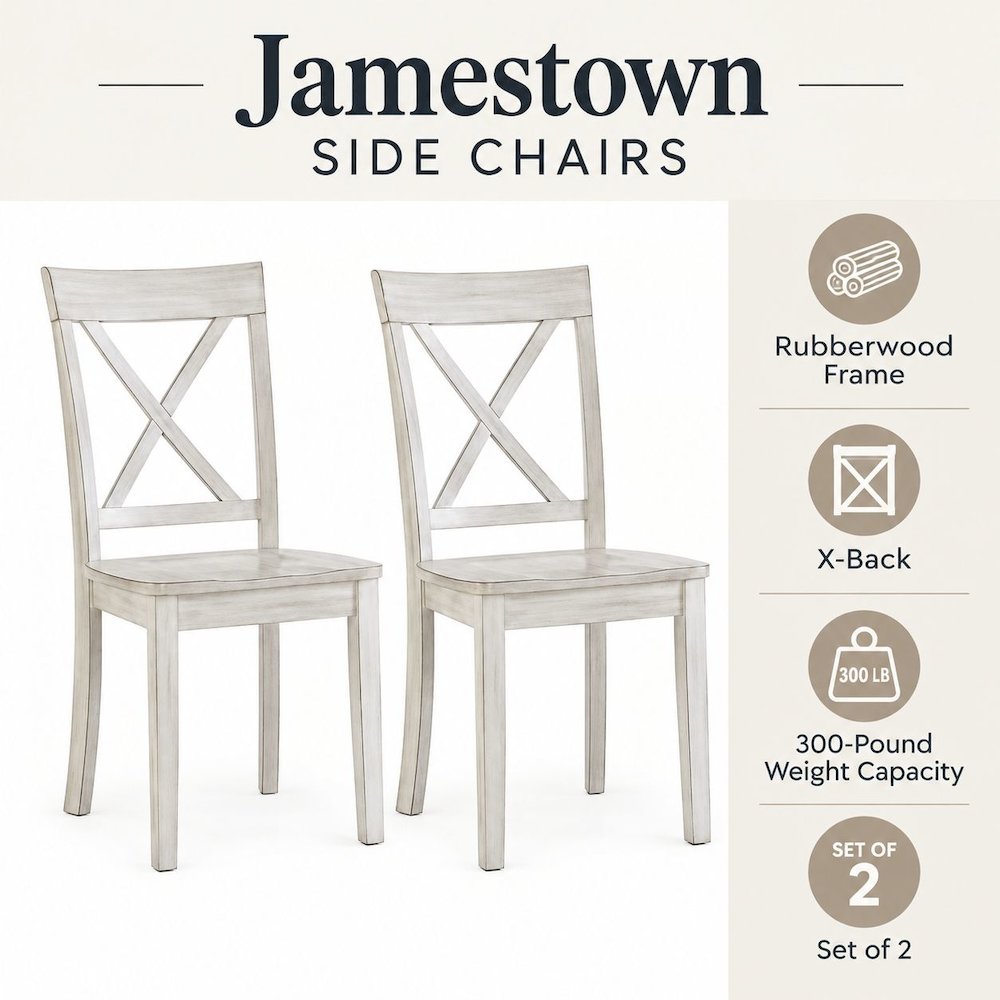 Jamestown Dining Chair - Set of 2 - Antique White