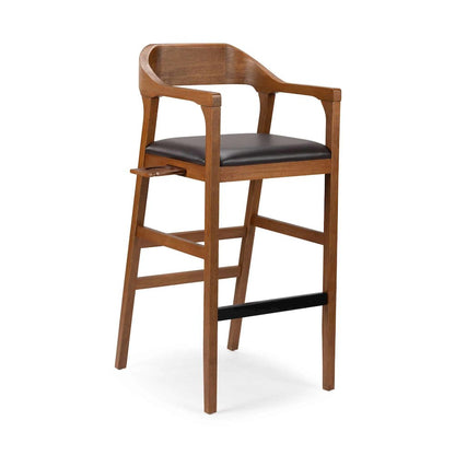 Rasmus Wood Extra Tall Bar Stool - Chestnut Wire-Brush Finish