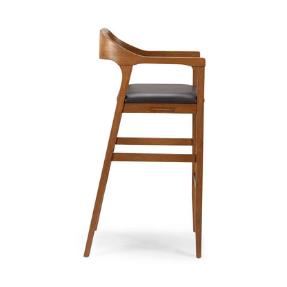 Rasmus Wood Extra Tall Bar Stool - Chestnut Wire-Brush Finish