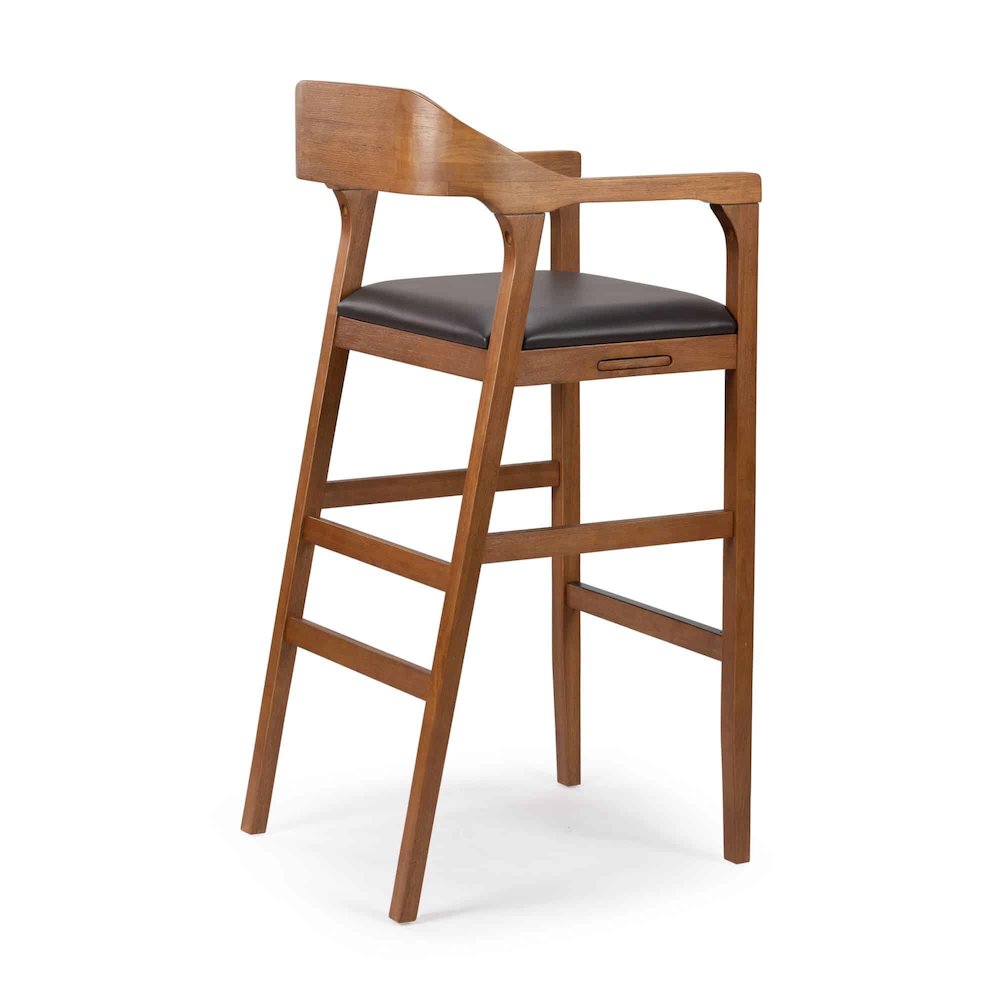 Rasmus Wood Extra Tall Bar Stool - Chestnut Wire-Brush Finish