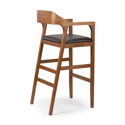 Rasmus Wood Extra Tall Bar Stool - Chestnut Wire-Brush Finish