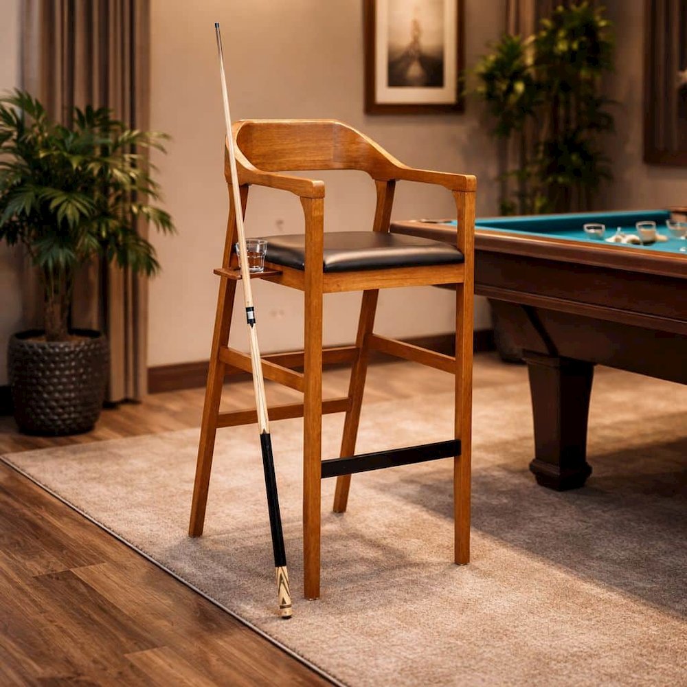Rasmus Wood Extra Tall Bar Stool - Chestnut Wire-Brush Finish