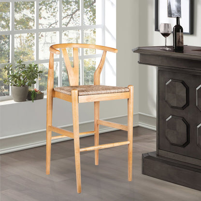 Wishbone Bar Height Kitchen Bar Stool - Natural Finish