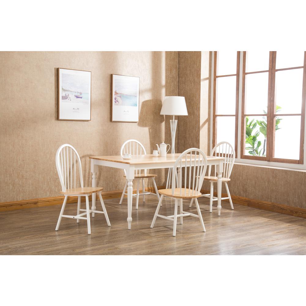 Windsor Farmhouse 5-Piece Dining Set - Cream/Natural