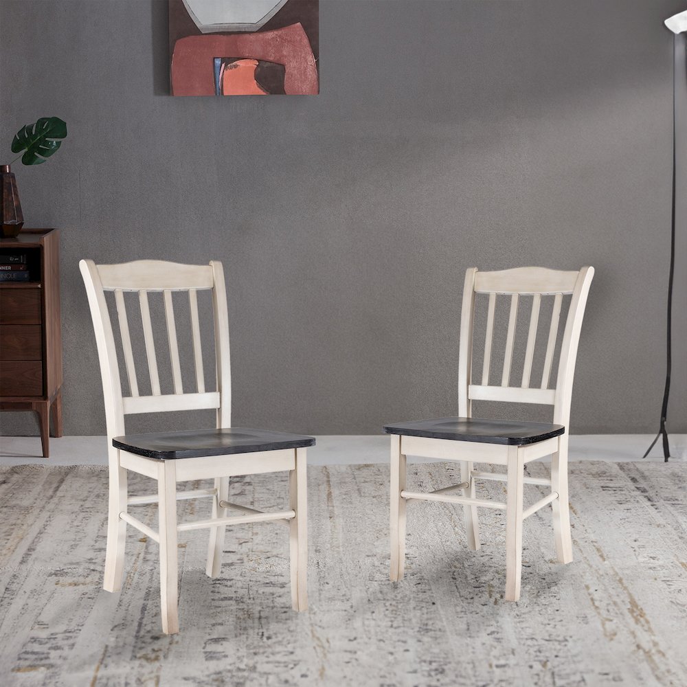 Shaker Dining Chairs - Set of 2 - European Black Ash/Antique White