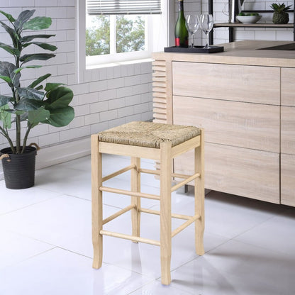 Square Rush Backless Counter Stool - Blonde Oak