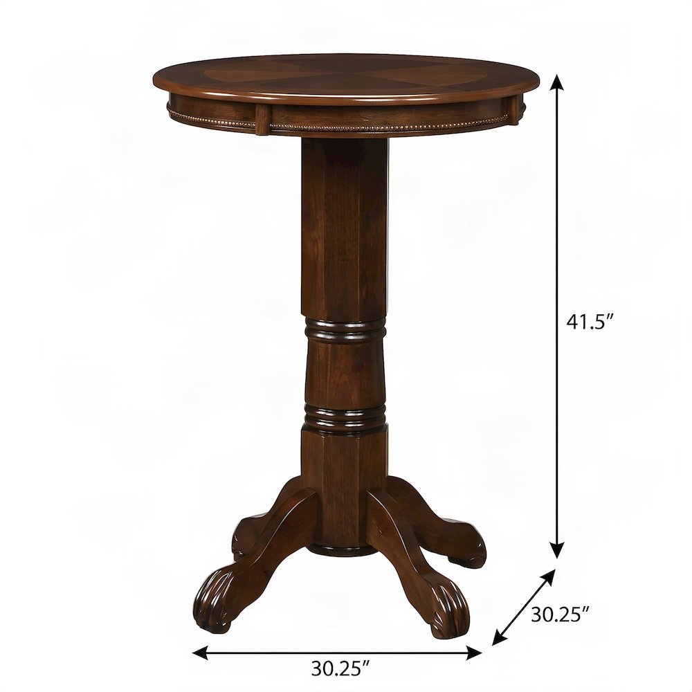 FurniFact Hardwood Pub Table with Round Top and Bar Height, Cappuccino