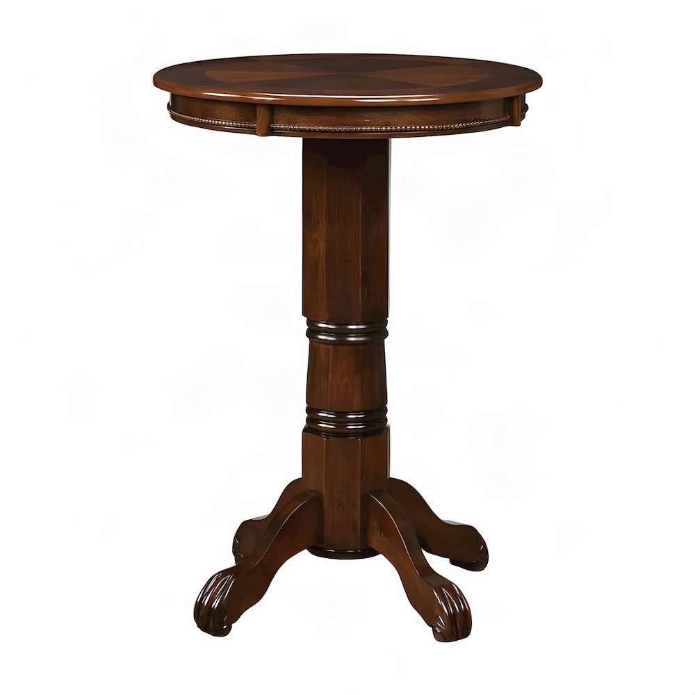 FurniFact Hardwood Pub Table with Round Top and Bar Height, Cappuccino