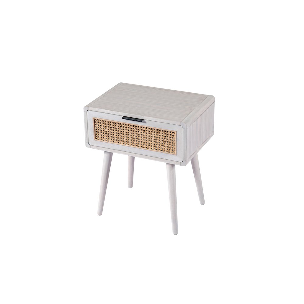 Cambria End Table - Zebrano Whitewash/Natural Cane