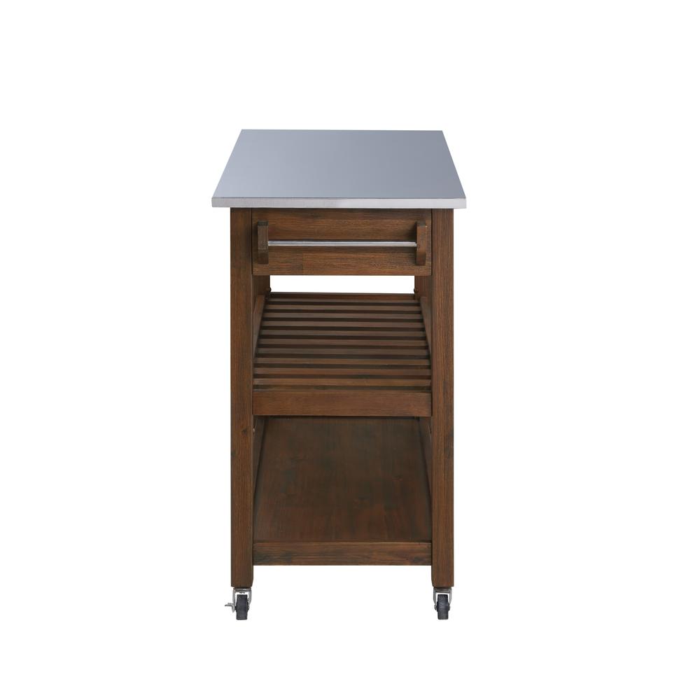 Sonoma Kitchen Cart with Stainless Steel Top [Chestnut Wire-Brush]