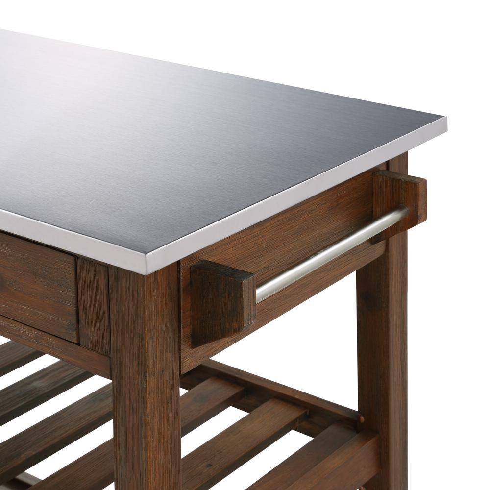 Sonoma Kitchen Cart with Stainless Steel Top [Chestnut Wire-Brush]