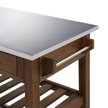 Sonoma Kitchen Cart with Stainless Steel Top [Chestnut Wire-Brush]