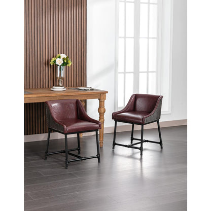 Parlor Faux Leather Adjustable Bar Stool - Burgundy